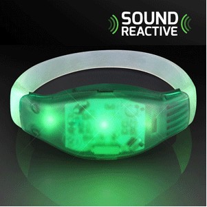 Sound Activated Light Up Green LED Flashing Bracelets - BLANK