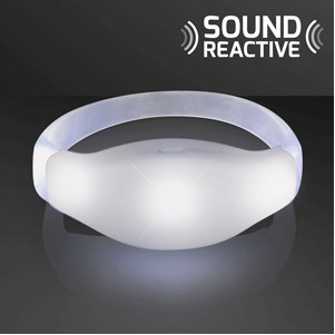 Sound Activated Light Up White LED Flashing Bracelets - BLANK