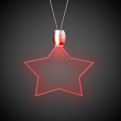 24" Red Star Light-Up Pendant Necklace(Laser Engraved)